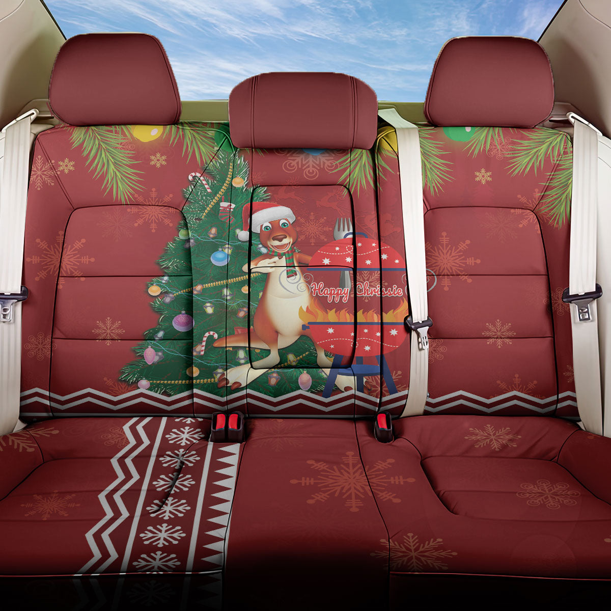 Australia Christmas In July Back Car Seat Cover Happy Chrissie Kangaroo Barbie