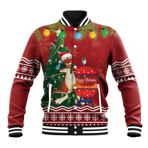 Australia Christmas In July Baseball Jacket Happy Chrissie Kangaroo Barbie