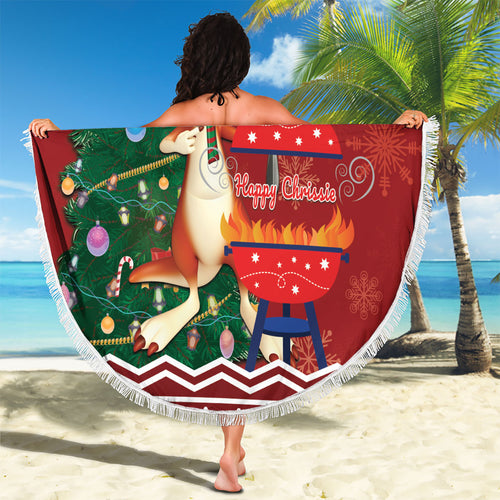 Australia Christmas In July Beach Blanket Happy Chrissie Kangaroo Barbie