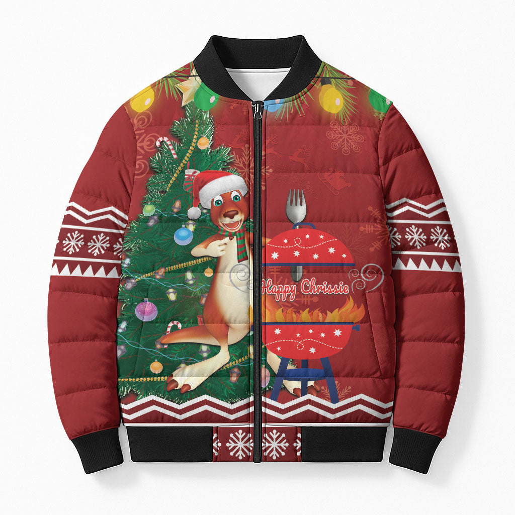 Australia Christmas In July Bomber Puffer Jacket Happy Chrissie Kangaroo Barbie