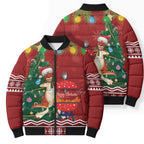 Australia Christmas In July Bomber Puffer Jacket Happy Chrissie Kangaroo Barbie