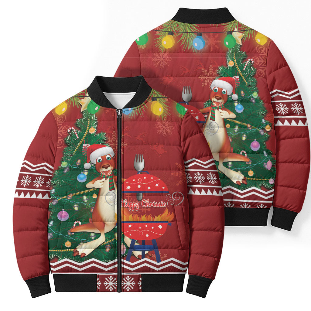Australia Christmas In July Bomber Puffer Jacket Happy Chrissie Kangaroo Barbie