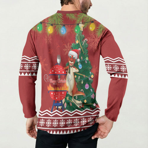 Australia Christmas In July Button Sweatshirt Happy Chrissie Kangaroo Barbie