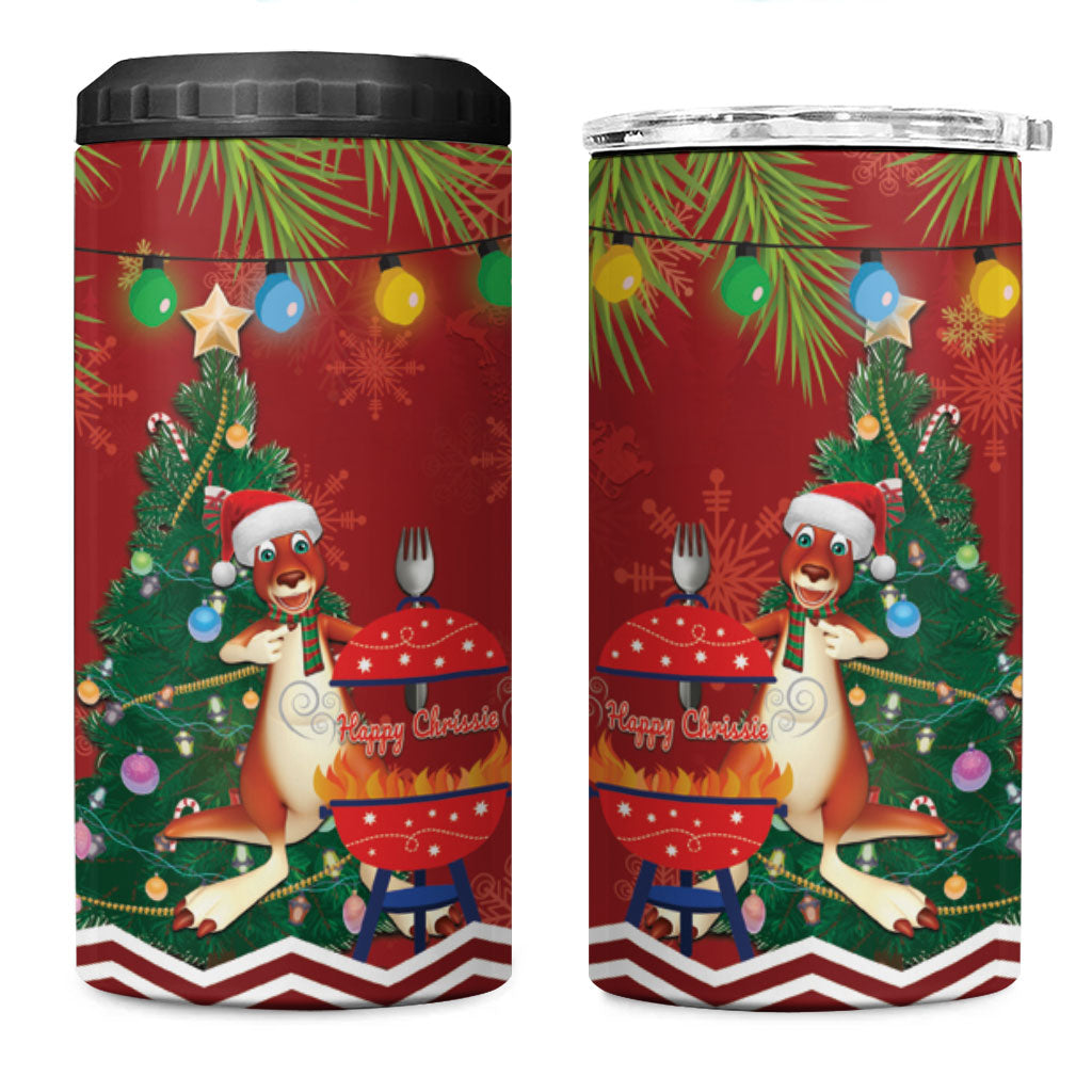 Australia Christmas In July 4 in 1 Can Cooler Tumbler Happy Chrissie Kangaroo Barbie