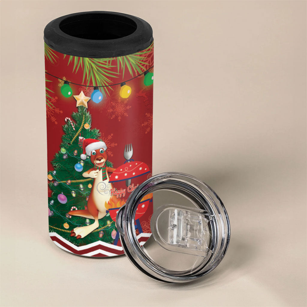 Australia Christmas In July 4 in 1 Can Cooler Tumbler Happy Chrissie Kangaroo Barbie