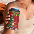 Australia Christmas In July 4 in 1 Can Cooler Tumbler Happy Chrissie Kangaroo Barbie