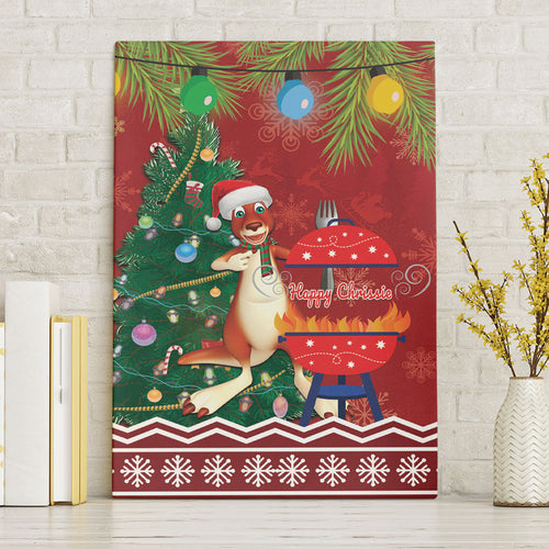 Australia Christmas In July Canvas Wall Art Happy Chrissie Kangaroo Barbie