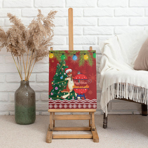 Australia Christmas In July Canvas Wall Art Happy Chrissie Kangaroo Barbie