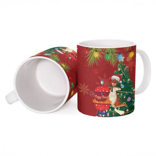 Australia Christmas In July Ceramic Mug Happy Chrissie Kangaroo Barbie
