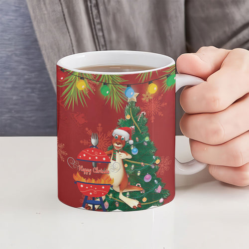 Australia Christmas In July Ceramic Mug Happy Chrissie Kangaroo Barbie