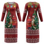 Australia Christmas In July Couples Matching Long Sleeve Bodycon Dress and Hawaiian Shirt Happy Chrissie Kangaroo Barbie LT22