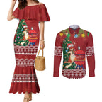Australia Christmas In July Couples Matching Mermaid Dress and Long Sleeve Button Shirt Happy Chrissie Kangaroo Barbie