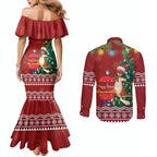 Australia Christmas In July Couples Matching Mermaid Dress and Long Sleeve Button Shirt Happy Chrissie Kangaroo Barbie