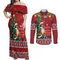 Australia Christmas In July Couples Matching Off Shoulder Maxi Dress and Long Sleeve Button Shirt Happy Chrissie Kangaroo Barbie