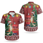 Australia Christmas In July Couples Matching Off Shoulder Short Dress and Hawaiian Shirt Happy Chrissie Kangaroo Barbie LT22