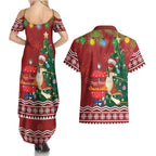 Australia Christmas In July Couples Matching Summer Maxi Dress and Hawaiian Shirt Happy Chrissie Kangaroo Barbie