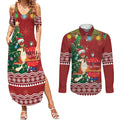 Australia Christmas In July Couples Matching Summer Maxi Dress and Long Sleeve Button Shirt Happy Chrissie Kangaroo Barbie