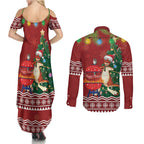 Australia Christmas In July Couples Matching Summer Maxi Dress and Long Sleeve Button Shirt Happy Chrissie Kangaroo Barbie
