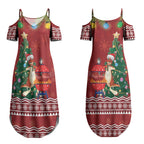 Australia Christmas In July Couples Matching Summer Maxi Dress and Long Sleeve Button Shirt Happy Chrissie Kangaroo Barbie LT22