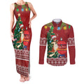 Australia Christmas In July Couples Matching Tank Maxi Dress and Long Sleeve Button Shirt Happy Chrissie Kangaroo Barbie