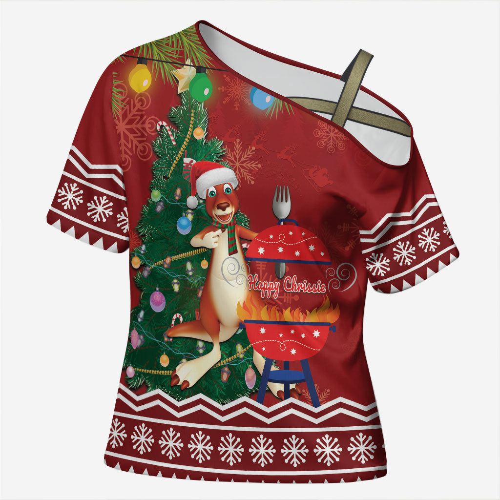 Australia Christmas In July Cross Shoulder Shirt Happy Chrissie Kangaroo Barbie