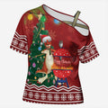 Australia Christmas In July Cross Shoulder Shirt Happy Chrissie Kangaroo Barbie