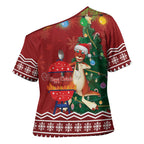 Australia Christmas In July Cross Shoulder Shirt Happy Chrissie Kangaroo Barbie