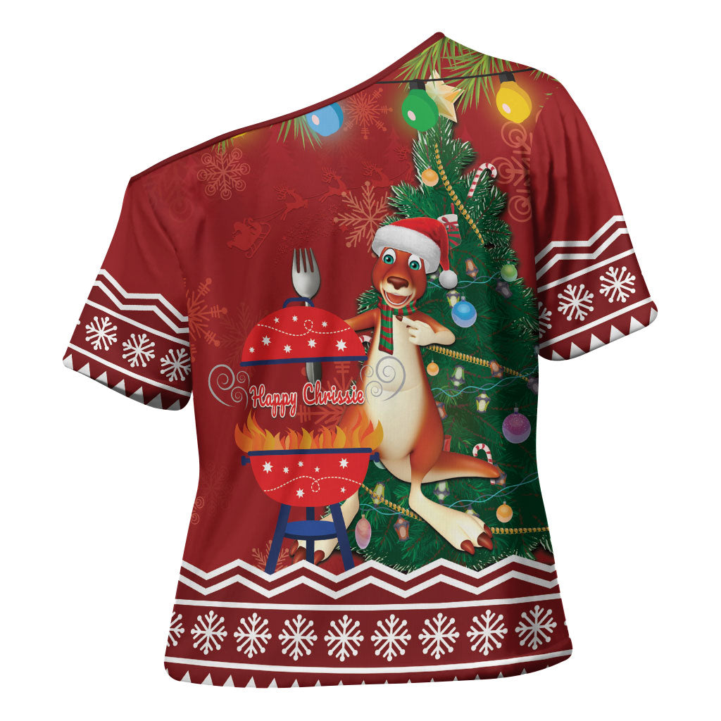 Australia Christmas In July Cross Shoulder Shirt Happy Chrissie Kangaroo Barbie