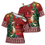 Australia Christmas In July Cross Shoulder Shirt Happy Chrissie Kangaroo Barbie