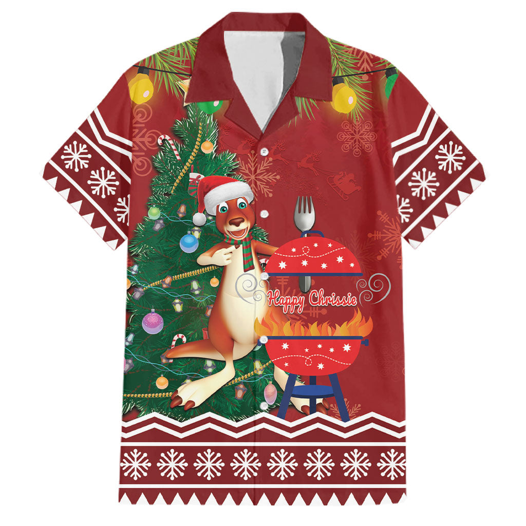 Australia Christmas In July Family Matching Long Sleeve Bodycon Dress and Hawaiian Shirt Happy Chrissie Kangaroo Barbie