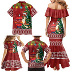 Australia Christmas In July Family Matching Mermaid Dress and Hawaiian Shirt Happy Chrissie Kangaroo Barbie