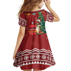 Australia Christmas In July Family Matching Off The Shoulder Long Sleeve Dress and Hawaiian Shirt Happy Chrissie Kangaroo Barbie