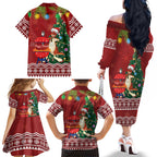 Australia Christmas In July Family Matching Off The Shoulder Long Sleeve Dress and Hawaiian Shirt Happy Chrissie Kangaroo Barbie