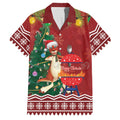 Australia Christmas In July Family Matching Off The Shoulder Long Sleeve Dress and Hawaiian Shirt Happy Chrissie Kangaroo Barbie
