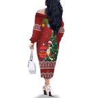 Australia Christmas In July Family Matching Off The Shoulder Long Sleeve Dress and Hawaiian Shirt Happy Chrissie Kangaroo Barbie