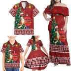 Australia Christmas In July Family Matching Off Shoulder Maxi Dress and Hawaiian Shirt Happy Chrissie Kangaroo Barbie