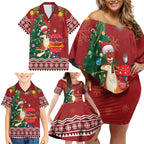 Australia Christmas In July Family Matching Off Shoulder Short Dress and Hawaiian Shirt Happy Chrissie Kangaroo Barbie