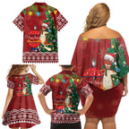 Australia Christmas In July Family Matching Off Shoulder Short Dress and Hawaiian Shirt Happy Chrissie Kangaroo Barbie