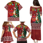 Australia Christmas In July Family Matching Puletasi and Hawaiian Shirt Happy Chrissie Kangaroo Barbie