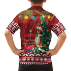 Australia Christmas In July Family Matching Short Sleeve Bodycon Dress and Hawaiian Shirt Happy Chrissie Kangaroo Barbie