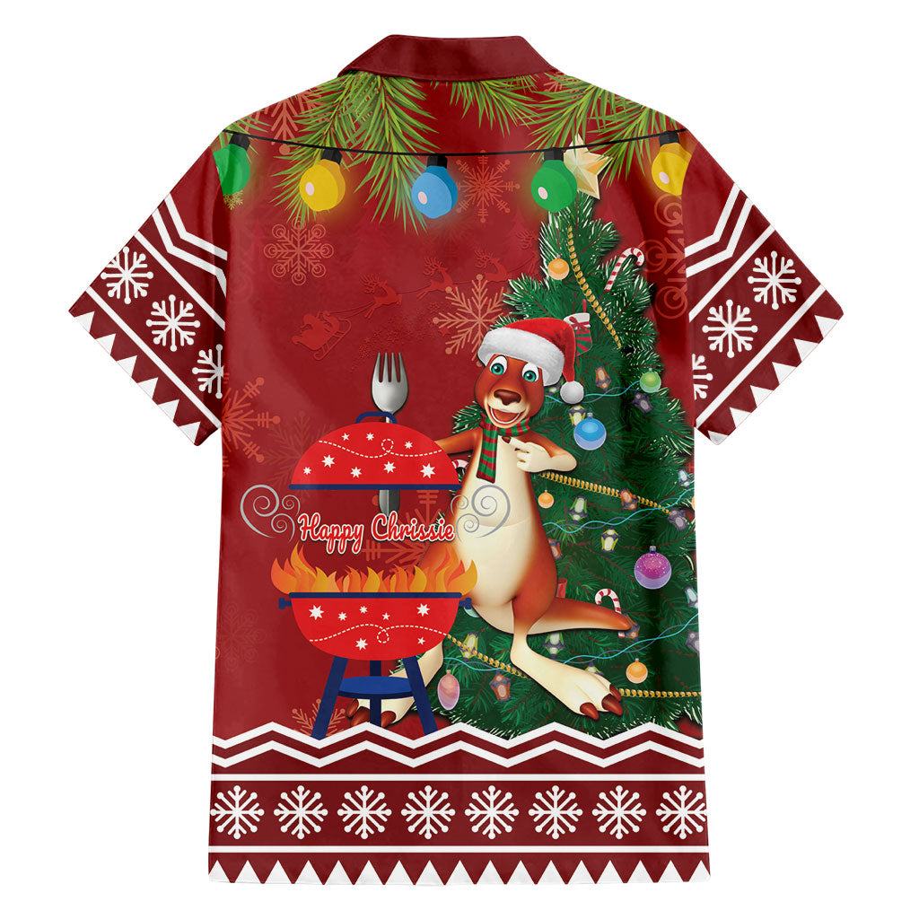 Australia Christmas In July Family Matching Short Sleeve Bodycon Dress and Hawaiian Shirt Happy Chrissie Kangaroo Barbie