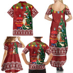 Australia Christmas In July Family Matching Summer Maxi Dress and Hawaiian Shirt Happy Chrissie Kangaroo Barbie