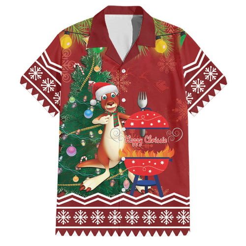 Australia Christmas In July Family Matching Summer Maxi Dress and Hawaiian Shirt Happy Chrissie Kangaroo Barbie