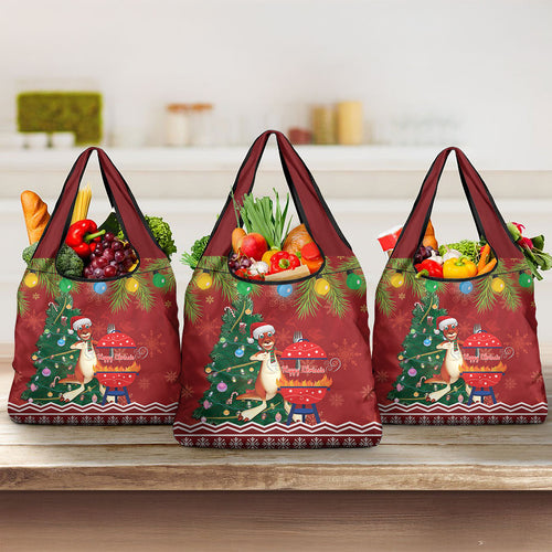 Australia Christmas In July Grocery Bag Happy Chrissie Kangaroo Barbie