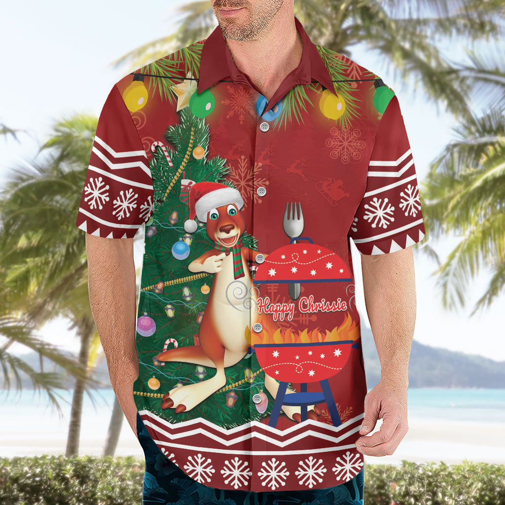Australia Christmas In July Hawaiian Shirt Happy Chrissie Kangaroo Barbie