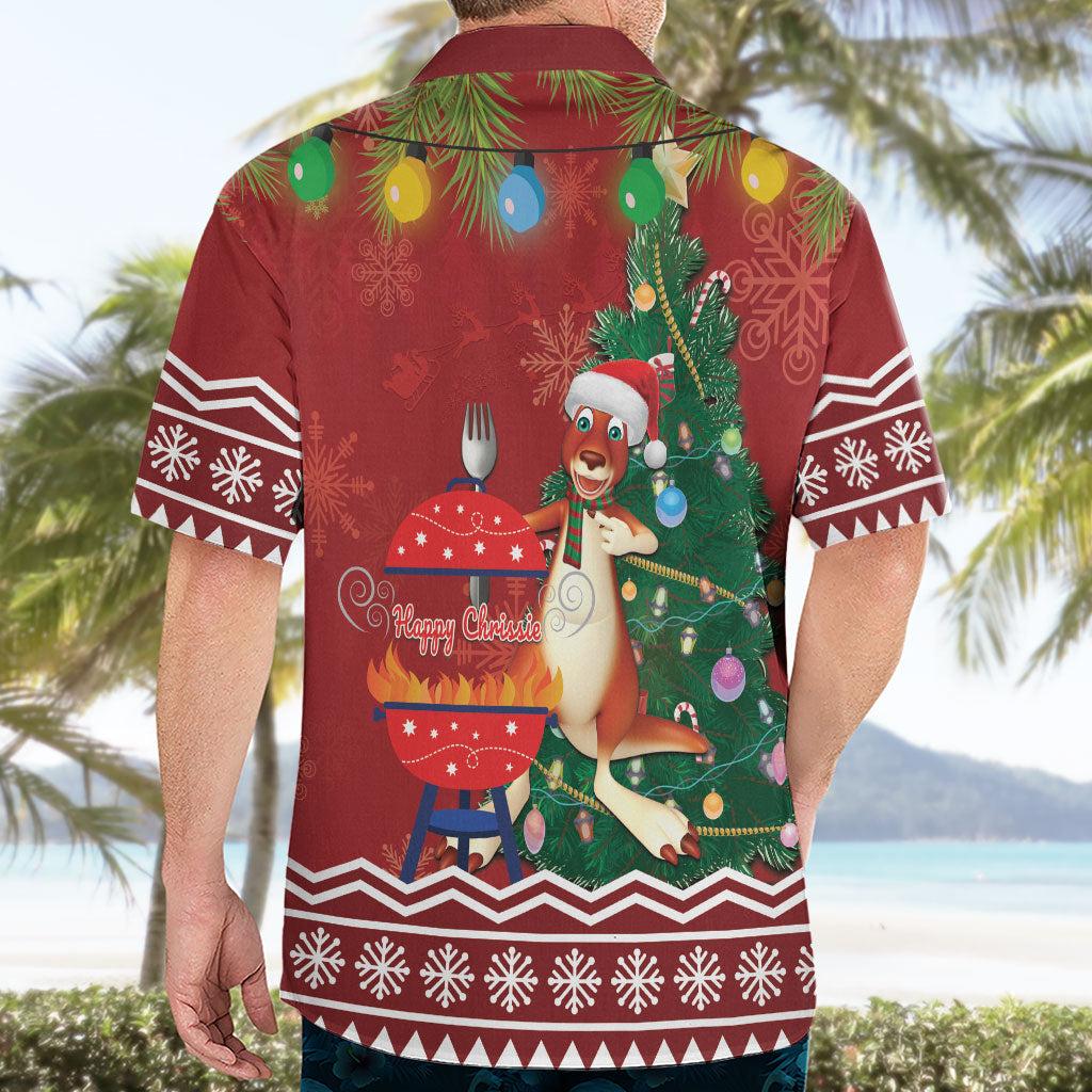 Australia Christmas In July Hawaiian Shirt Happy Chrissie Kangaroo Barbie