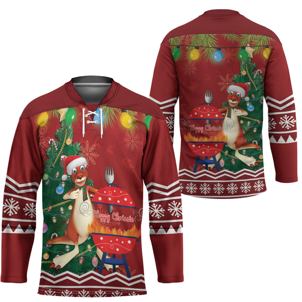Australia Christmas In July Hockey Jersey Happy Chrissie Kangaroo Barbie