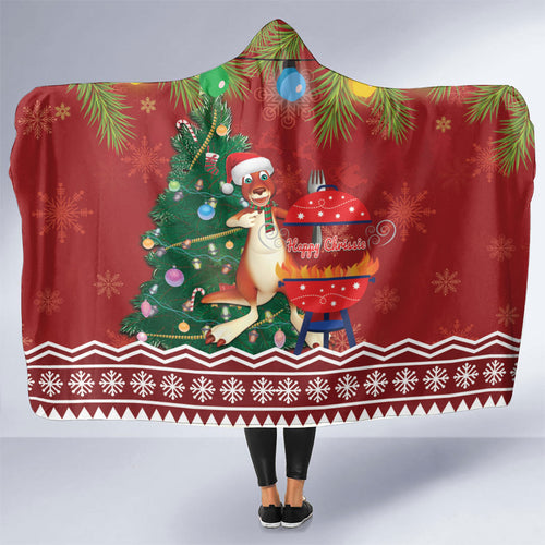 Australia Christmas In July Hooded Blanket Happy Chrissie Kangaroo Barbie
