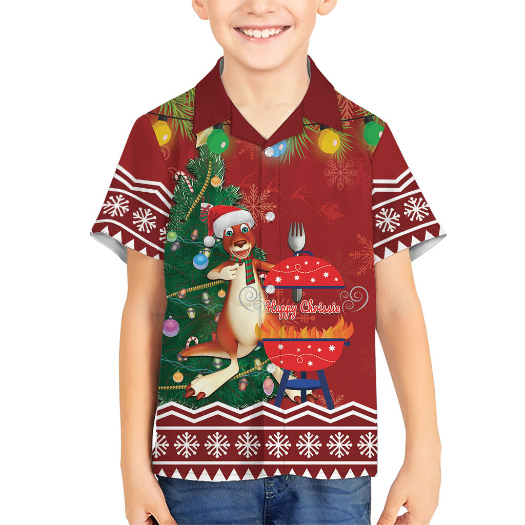 Australia Christmas In July Kid Hawaiian Shirt Happy Chrissie Kangaroo Barbie