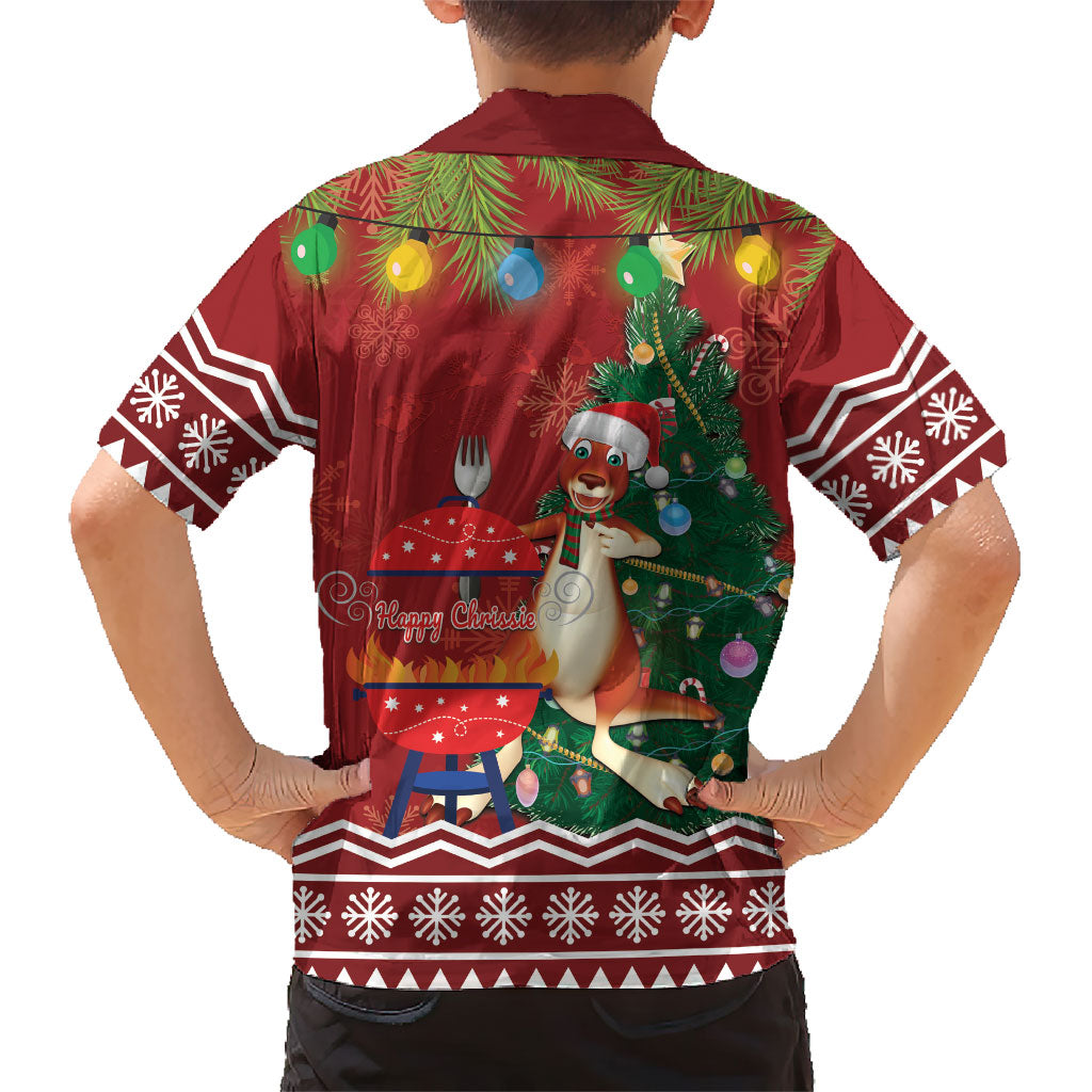 Australia Christmas In July Kid Hawaiian Shirt Happy Chrissie Kangaroo Barbie